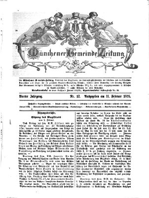 Münchener Gemeinde-Zeitung Donnerstag 11. Februar 1875