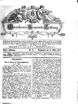 Münchener Gemeinde-Zeitung Sonntag 14. März 1875