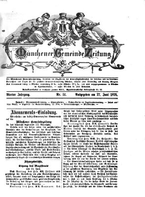 Münchener Gemeinde-Zeitung Sonntag 27. Juni 1875