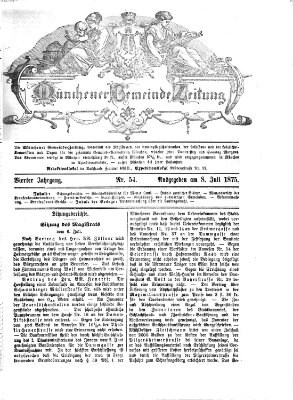 Münchener Gemeinde-Zeitung Donnerstag 8. Juli 1875