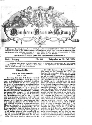 Münchener Gemeinde-Zeitung Donnerstag 15. Juli 1875