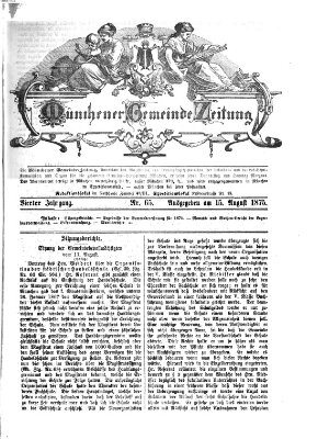 Münchener Gemeinde-Zeitung Sonntag 15. August 1875