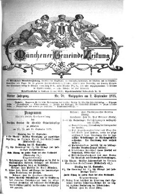 Münchener Gemeinde-Zeitung Donnerstag 2. September 1875