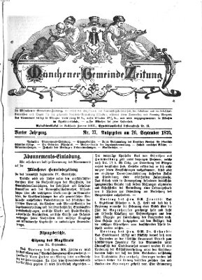 Münchener Gemeinde-Zeitung Sonntag 26. September 1875