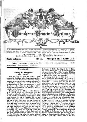 Münchener Gemeinde-Zeitung Sonntag 3. Oktober 1875