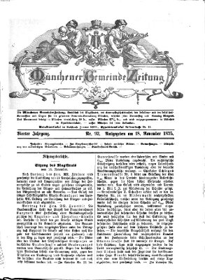 Münchener Gemeinde-Zeitung Donnerstag 18. November 1875