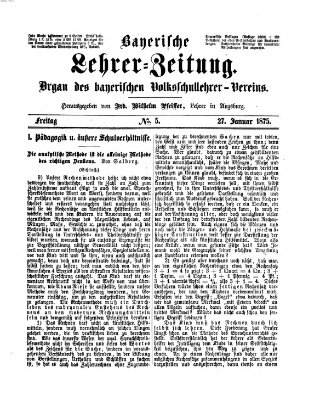 Bayerische Lehrerzeitung Mittwoch 27. Januar 1875