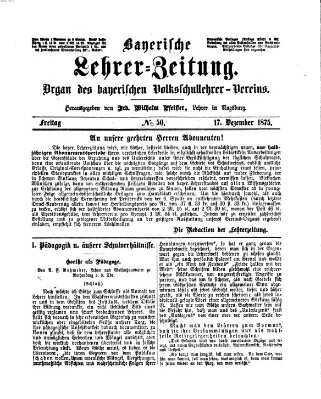 Bayerische Lehrerzeitung Freitag 17. Dezember 1875