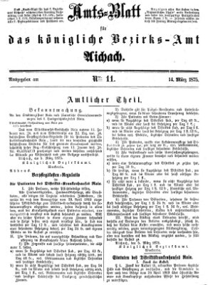 Amtsblatt für das Bezirksamt und Amtsgericht Aichach Sonntag 14. März 1875