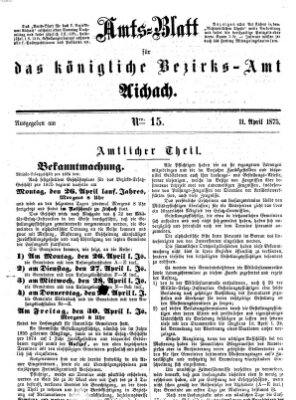 Amtsblatt für das Bezirksamt und Amtsgericht Aichach Sonntag 11. April 1875