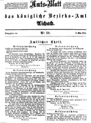 Amtsblatt für das Bezirksamt und Amtsgericht Aichach Sonntag 2. Mai 1875