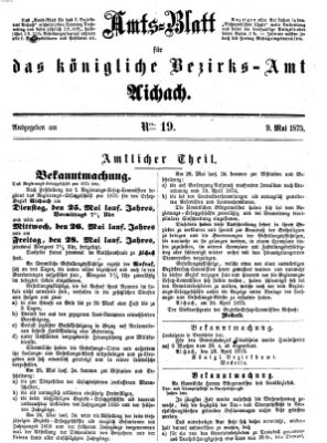 Amtsblatt für das Bezirksamt und Amtsgericht Aichach Sonntag 9. Mai 1875