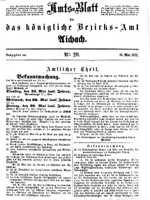 Amtsblatt für das Bezirksamt und Amtsgericht Aichach Sonntag 16. Mai 1875