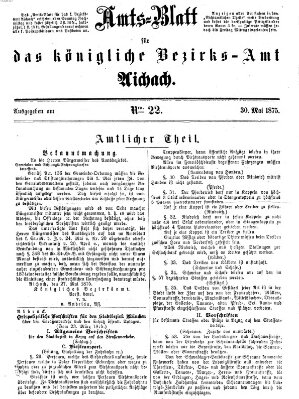 Amtsblatt für das Bezirksamt und Amtsgericht Aichach Sonntag 30. Mai 1875