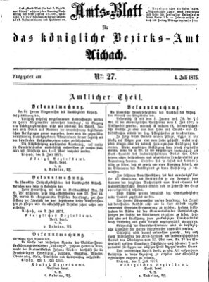 Amtsblatt für das Bezirksamt und Amtsgericht Aichach Sonntag 4. Juli 1875