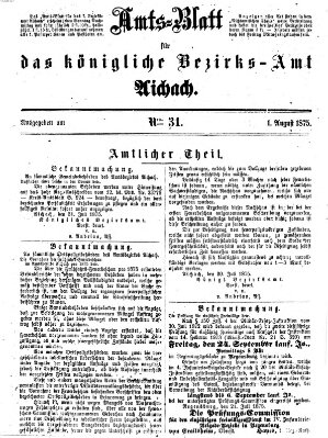 Amtsblatt für das Bezirksamt und Amtsgericht Aichach Sonntag 1. August 1875