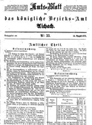 Amtsblatt für das Bezirksamt und Amtsgericht Aichach Samstag 14. August 1875