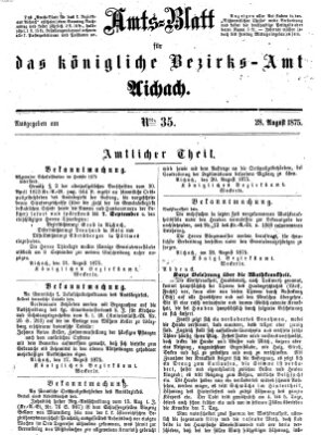 Amtsblatt für das Bezirksamt und Amtsgericht Aichach Samstag 28. August 1875