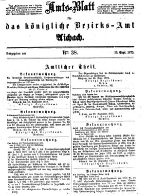 Amtsblatt für das Bezirksamt und Amtsgericht Aichach Sonntag 19. September 1875