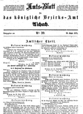 Amtsblatt für das Bezirksamt und Amtsgericht Aichach Sonntag 26. September 1875