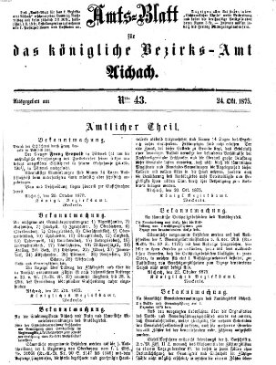 Amtsblatt für das Bezirksamt und Amtsgericht Aichach Sonntag 24. Oktober 1875