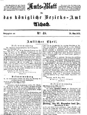 Amtsblatt für das Bezirksamt und Amtsgericht Aichach Sonntag 28. November 1875