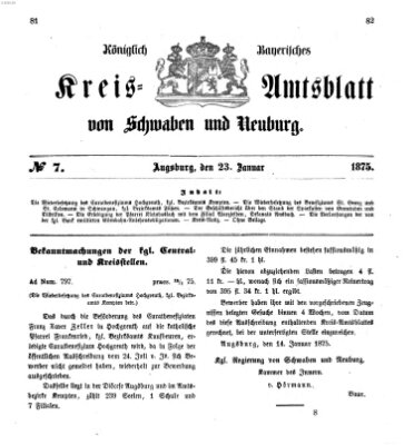 Königlich Bayerisches Kreis-Amtsblatt von Schwaben und Neuburg Samstag 23. Januar 1875