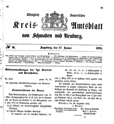 Königlich Bayerisches Kreis-Amtsblatt von Schwaben und Neuburg Mittwoch 27. Januar 1875