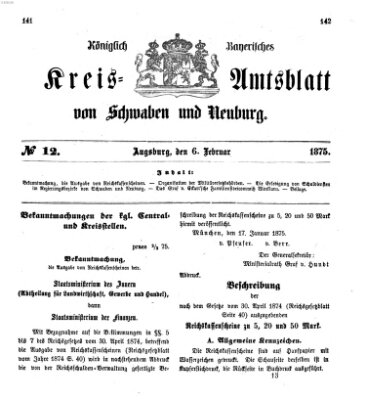 Königlich Bayerisches Kreis-Amtsblatt von Schwaben und Neuburg Samstag 6. Februar 1875