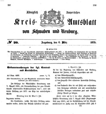 Königlich Bayerisches Kreis-Amtsblatt von Schwaben und Neuburg Samstag 6. März 1875