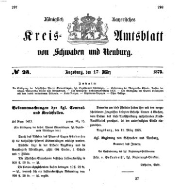 Königlich Bayerisches Kreis-Amtsblatt von Schwaben und Neuburg Mittwoch 17. März 1875