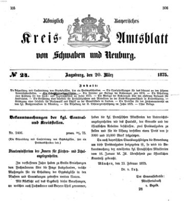 Königlich Bayerisches Kreis-Amtsblatt von Schwaben und Neuburg Samstag 20. März 1875