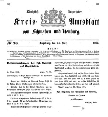 Königlich Bayerisches Kreis-Amtsblatt von Schwaben und Neuburg Mittwoch 24. März 1875