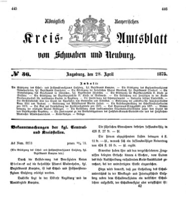 Königlich Bayerisches Kreis-Amtsblatt von Schwaben und Neuburg Mittwoch 28. April 1875