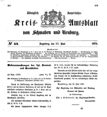 Königlich Bayerisches Kreis-Amtsblatt von Schwaben und Neuburg Mittwoch 23. Juni 1875