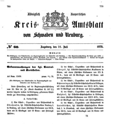 Königlich Bayerisches Kreis-Amtsblatt von Schwaben und Neuburg Mittwoch 21. Juli 1875