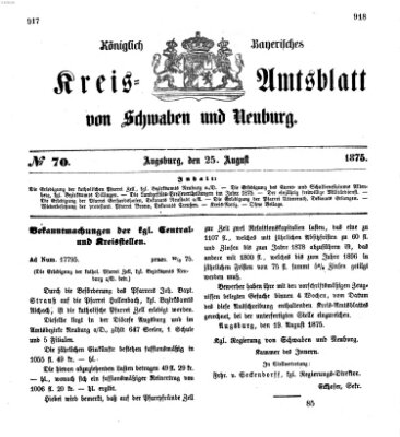 Königlich Bayerisches Kreis-Amtsblatt von Schwaben und Neuburg Mittwoch 25. August 1875