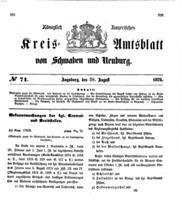 Königlich Bayerisches Kreis-Amtsblatt von Schwaben und Neuburg Samstag 28. August 1875