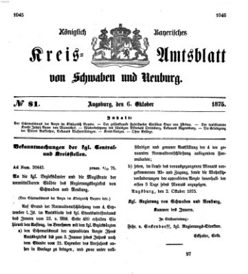 Königlich Bayerisches Kreis-Amtsblatt von Schwaben und Neuburg Mittwoch 6. Oktober 1875