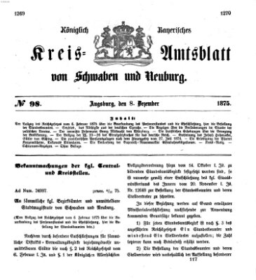 Königlich Bayerisches Kreis-Amtsblatt von Schwaben und Neuburg Mittwoch 8. Dezember 1875