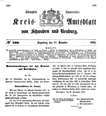 Königlich Bayerisches Kreis-Amtsblatt von Schwaben und Neuburg Mittwoch 15. Dezember 1875