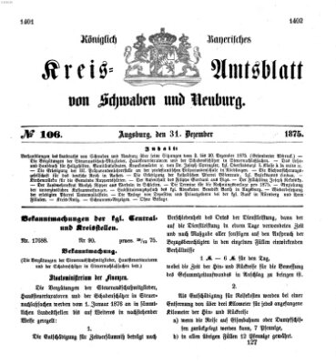 Königlich Bayerisches Kreis-Amtsblatt von Schwaben und Neuburg Freitag 31. Dezember 1875