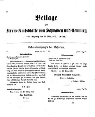 Königlich Bayerisches Kreis-Amtsblatt von Schwaben und Neuburg. Beilage zum Kreis-Amtsblatte von Schwaben und Neuburg (Königlich Bayerisches Kreis-Amtsblatt von Schwaben und Neuburg) Samstag 20. März 1875