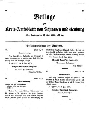 Königlich Bayerisches Kreis-Amtsblatt von Schwaben und Neuburg. Beilage zum Kreis-Amtsblatte von Schwaben und Neuburg (Königlich Bayerisches Kreis-Amtsblatt von Schwaben und Neuburg) Samstag 19. Juni 1875