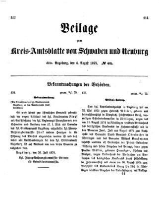 Königlich Bayerisches Kreis-Amtsblatt von Schwaben und Neuburg. Beilage zum Kreis-Amtsblatte von Schwaben und Neuburg (Königlich Bayerisches Kreis-Amtsblatt von Schwaben und Neuburg) Mittwoch 4. August 1875