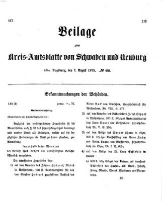 Königlich Bayerisches Kreis-Amtsblatt von Schwaben und Neuburg. Beilage zum Kreis-Amtsblatte von Schwaben und Neuburg (Königlich Bayerisches Kreis-Amtsblatt von Schwaben und Neuburg) Samstag 7. August 1875