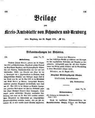 Königlich Bayerisches Kreis-Amtsblatt von Schwaben und Neuburg. Beilage zum Kreis-Amtsblatte von Schwaben und Neuburg (Königlich Bayerisches Kreis-Amtsblatt von Schwaben und Neuburg) Samstag 28. August 1875