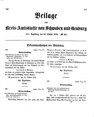 Königlich Bayerisches Kreis-Amtsblatt von Schwaben und Neuburg. Beilage zum Kreis-Amtsblatte von Schwaben und Neuburg (Königlich Bayerisches Kreis-Amtsblatt von Schwaben und Neuburg) Samstag 30. Oktober 1875