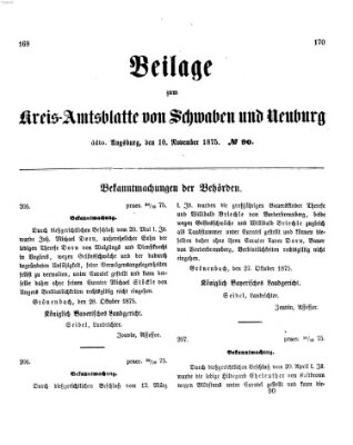 Königlich Bayerisches Kreis-Amtsblatt von Schwaben und Neuburg. Beilage zum Kreis-Amtsblatte von Schwaben und Neuburg (Königlich Bayerisches Kreis-Amtsblatt von Schwaben und Neuburg) Mittwoch 10. November 1875