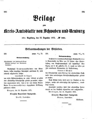 Königlich Bayerisches Kreis-Amtsblatt von Schwaben und Neuburg. Beilage zum Kreis-Amtsblatte von Schwaben und Neuburg (Königlich Bayerisches Kreis-Amtsblatt von Schwaben und Neuburg) Samstag 18. Dezember 1875